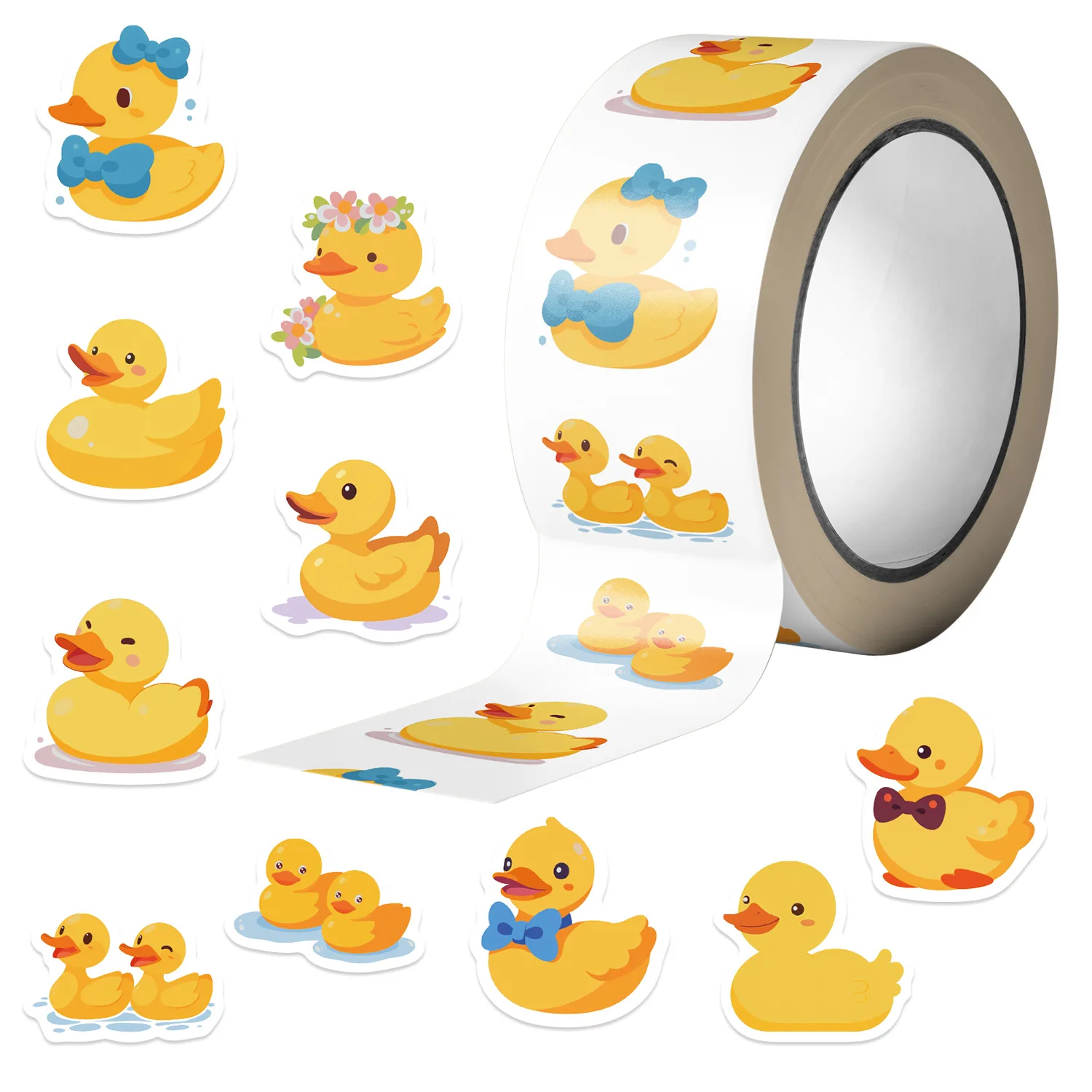 Kids Toys Yellow - 500 Buah/Rol Stiker Gulungan Bebek Kuning