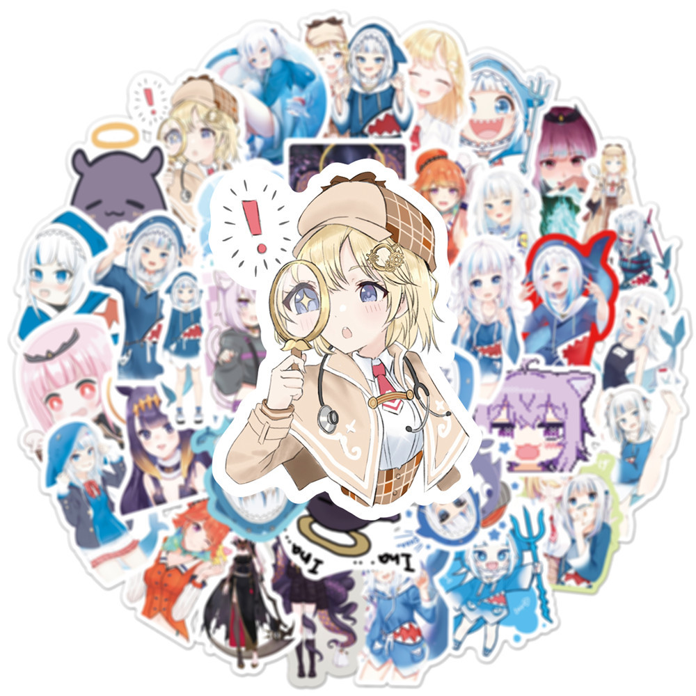 Kids Toys Cartoon Images - 10/50 Buah Stiker Gawr Gura Stiker