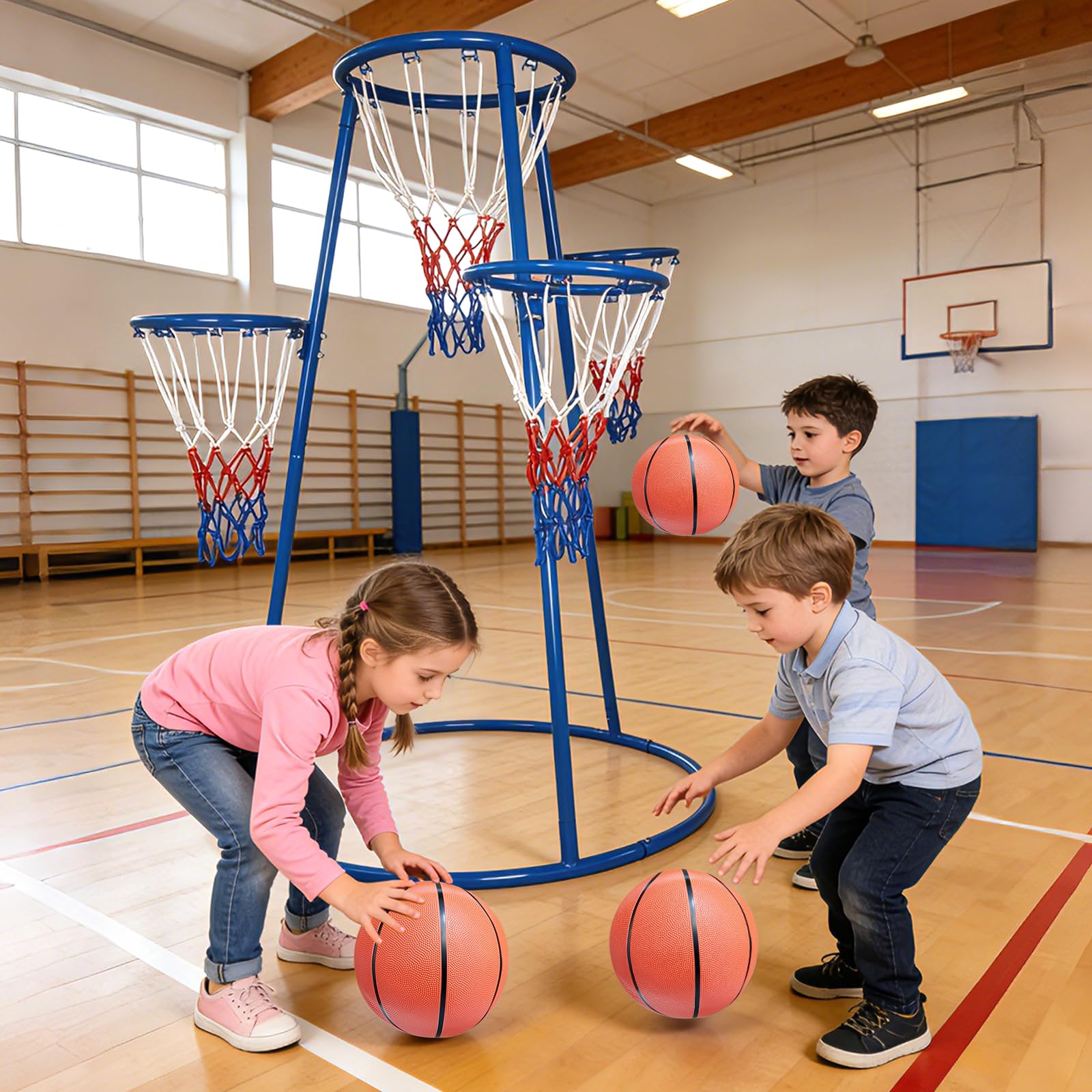 Basketball Hoop Kids Indoor - Set Bola Basket Anak 4 Ring