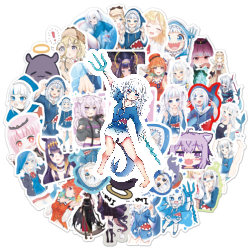 10/50 Buah Stiker Gawr Gura St - Kids Toys Cartoon Images ulasan dan harga