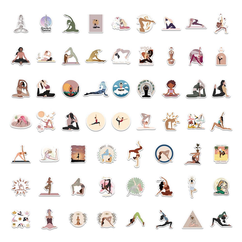 60PCS Stiker Yoga Estetis Boho - Kids Yoga Toys ulasan dan harga
